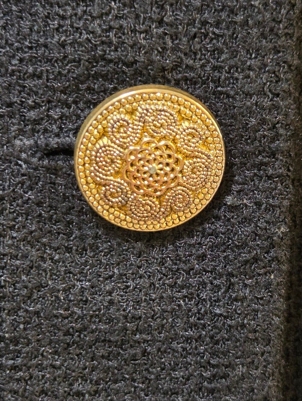 Vintage 80s/90s Jared-Cole Black Textured Jacket Gold Buttons Size 12 - Picture 3 of 6